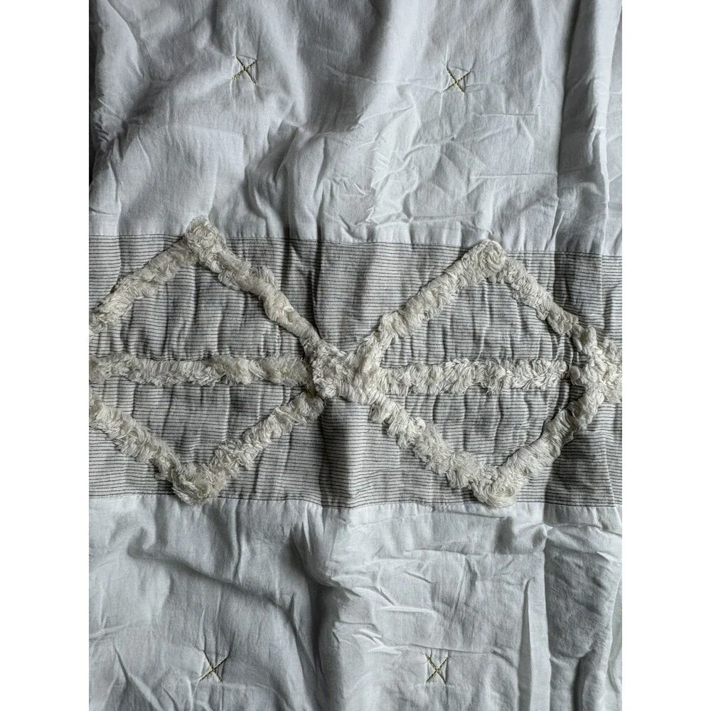Anthropologie  Tufted Sham Cream Cottage Core Home 26”x26” Euro Sham